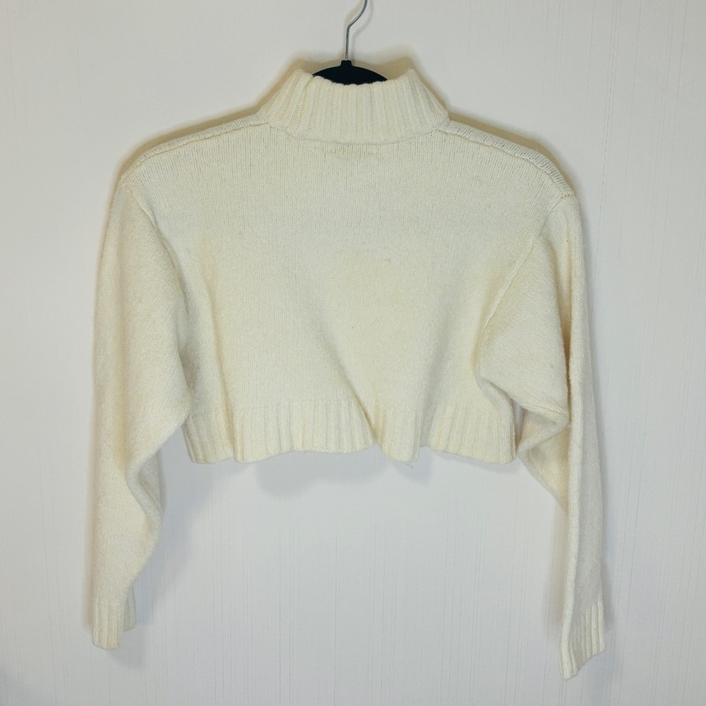 ARITZIA Wilfred Cream Cropped Sweater Merino Wool Size Small - Picture 7 of 9